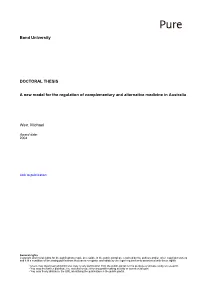 A New Model for the Regulation of Complementary and Alternative Medicine in Australia