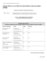 Election Notice for Use with the Federal Write-In Absentee Ballot (FWAB) R.C