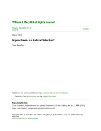 Impeachment As Judicial Selection?