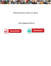 Menards Return Policy on Wood