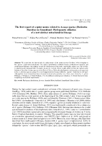 The First Report of a Spiny Mouse Related to Acomys Ignitus (Rodentia: Muridae) in Somaliland: Phylogenetic Affinities of a New Distinct Mitochondrial Lineage