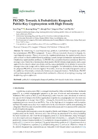 Towards a Probabilistic Knapsack Public-Key Cryptosystem with High Density