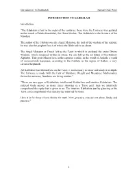 Introduction to Kabbalah Samael Aun Weor 1 INTRODUCTION TO