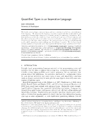 Quantified Types in an Imperative Language