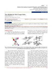 Two Models for New Cooper Pairs Gudrun Kalmbach H