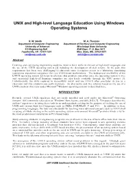 UNIX and High-Level Language Education Using Windows Operating Systems