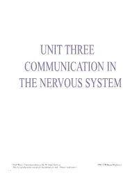 Communication in the Nervous System Unit Three