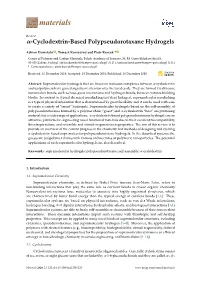 Α-Cyclodextrin-Based Polypseudorotaxane Hydrogels