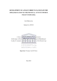 Development of a Policy Brief to Facilitate the Implementation of the Physical Activity/Sports
