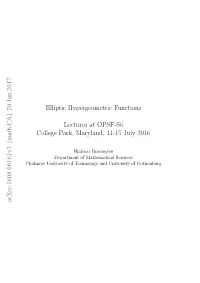 Elliptic Hypergeometric Functions 25 2.1 Threelevelsofhypergeometry