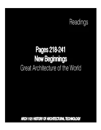 Pages 218-241 New Beginnings Great Architecture of the World Readings