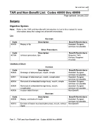TAR and Non-Benefit List: Codes 40000 Thru 49999 Page Updated: January 2021