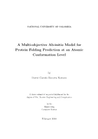 A Multi-Objective Ab-Initio Model for Protein Folding Prediction at an Atomic Conformation Level
