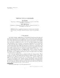 Algebraic Tori in Cryptography