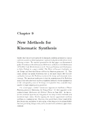 Chapter 8, New Methods for Kinematic Synthesis