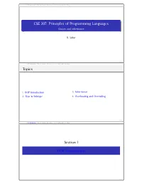 CSE 307: Principles of Programming Languages Classes and Inheritance