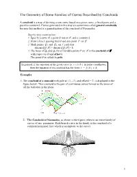 Geometry of Families of Curves Described by Conchoids
