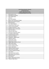 List of Schools Based in Karachi to Whom the Book Quaid-I-Azam Nay Farmaya Is Being Distributed Free of Cost 1