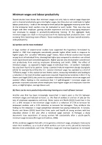 Minimum Wages and Productivity