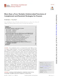 More Than a Pore: Nonlytic Antimicrobial Functions of Downloaded from Complement and Bacterial Strategies for Evasion