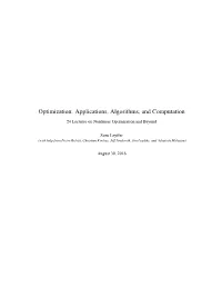 Optimization: Applications, Algorithms, and Computation