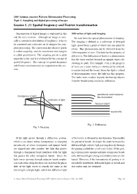 Session 2. (1) Spatial Frequency and Fourier Transformation