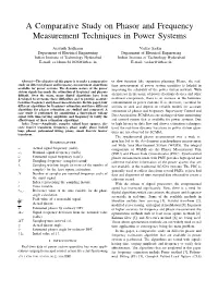 A Comparative Study on Phasor and Frequency Measurement Techniques in Power Systems