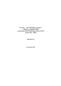 A Sub-Fund of the World Index Shares Etfs (Stock Code : 2827)