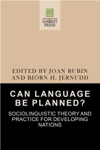 Can Language Be Planned? Can Language Be Planned? Contributors Contributors