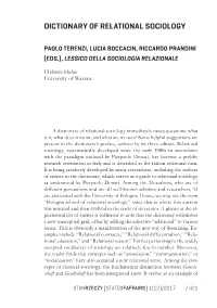 Dictionary of Relational Sociology