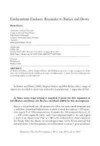 Endurantism Endures: Rejoinder to Barker and Dowe