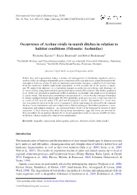 Occurrence of Aeshna Viridis in Marsh Ditches in Relation to Habitat Conditions (Odonata: Aeshnidae)