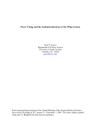 Party Voting and the Institutionalization of the Whip System