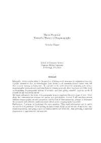 Thesis Proposal: Toward a Theory of Steganography