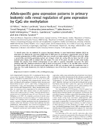 Allele-Specific Gene Expression Patterns in Primary Leukemic Cells Reveal Regulation of Gene Expression by Cpg Site Methylation