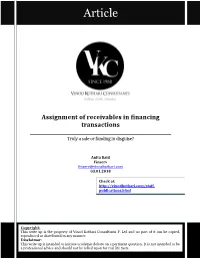 Assignment of Receivables in Financing Transactions