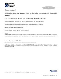 Case Report Calcification of the Alar Ligament of the Cervical Spine in a Patient with Rheumatoid Arthritis