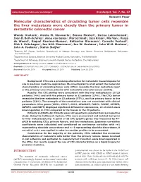 Molecular Characteristics of Circulating Tumor Cells Resemble the Liver Metastasis More Closely Than the Primary Tumor in Metastatic Colorectal Cancer