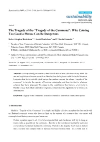 Tragedy of the Commons”: Why Coining Too Good a Phrase Can Be Dangerous
