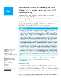 Assessment of Fish Biodiversity in Four Korean Rivers Using Environmental DNA Metabarcoding