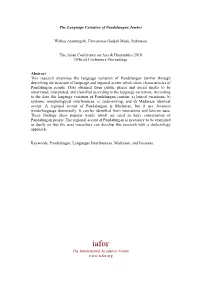 The Language Variation of Pandalungan Jember Wahyu