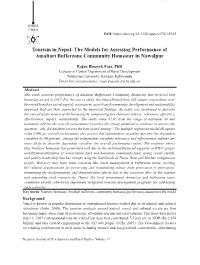 Tourism in Nepal: the Models for Assessing Performance of Amaltari Bufferzone Community Homestay in Nawalpur