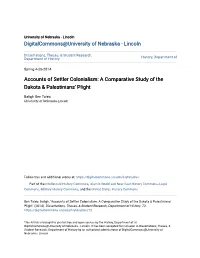 Accounts of Settler Colonialism: a Comparative Study of the Dakota & Palestinians’ Plight
