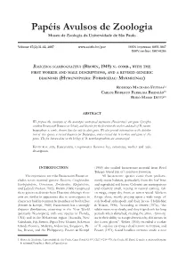 Basiceros Scambognathus (Brown, 1949) N. Comb., with the First Worker and Male Descriptions, and a Revised Generic Diagnosis (Hymenoptera: Formicidae: Myrmicinae)