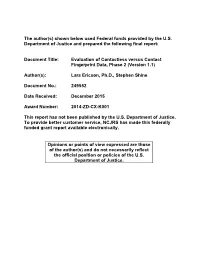 Evaluation of Contactless Versus Contact Fingerprint Data, Phase 2 (Version 1.1)