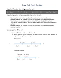 Free Fall Test Review