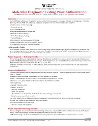 Genetic and Molecular Diagnostic Testing Prior Authorization Policy