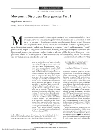 Movement Disorders Emergencies Part 1 Hypokinetic Disorders