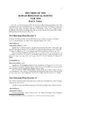 RECORDS of the HAWAII BIOLOGICAL SURVEY for 1994 Part 2: Notes1