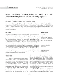 Single Nucleotide Polymorphisms in DKK3 Gene Are Associated with Prostate Cancer Risk and Progression ______